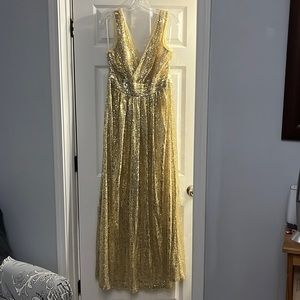 Kate Kasin sleeveless gold sequin dress